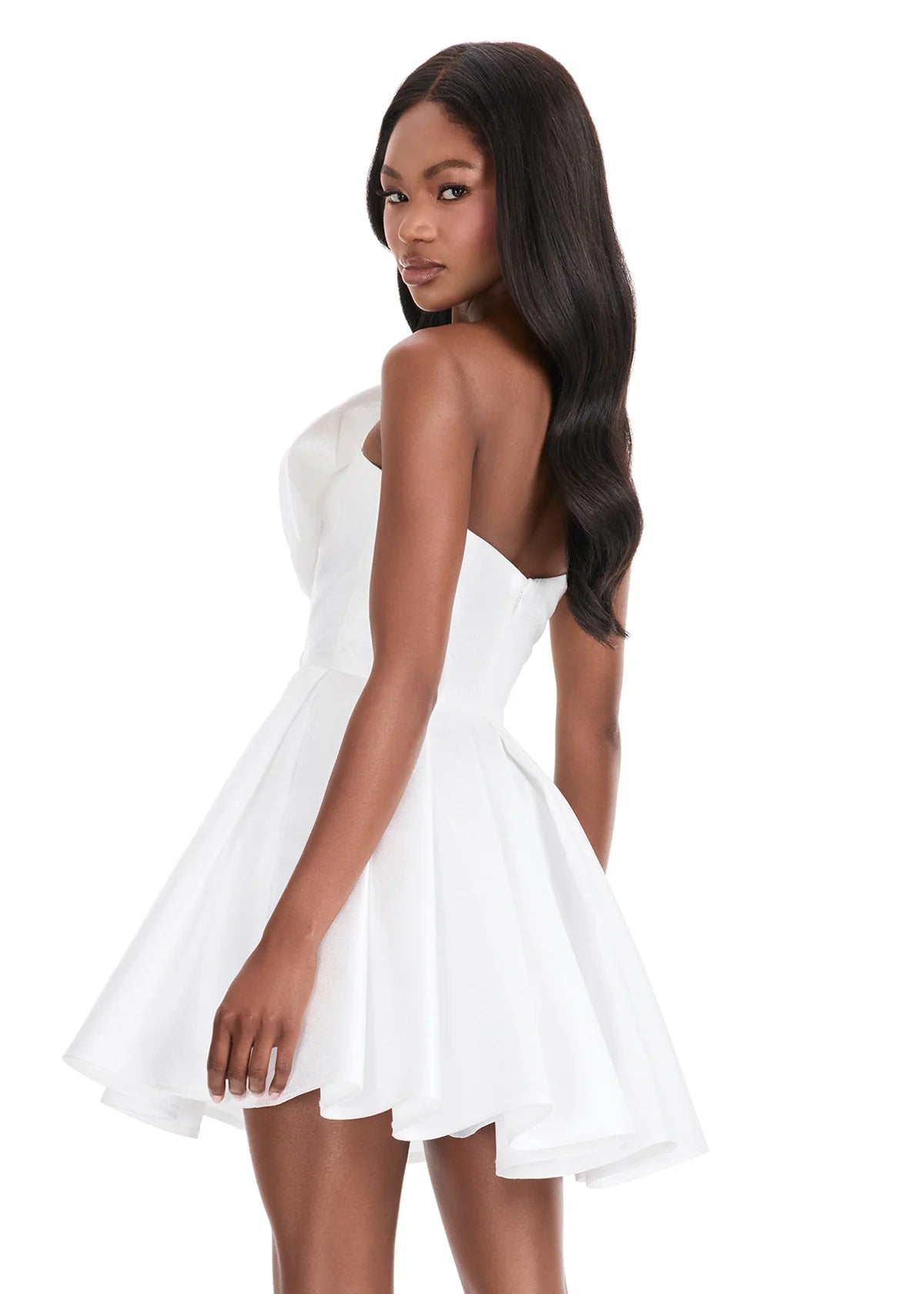Lydia Mini Dress | White Elegant cocktail mini featuring bold bow detail, tailored fit, and chic flared hem.