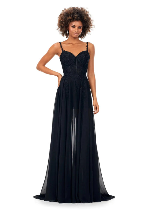 Odessa Romper | Black Mini romper with sheer chiffon overskirt and statement beading