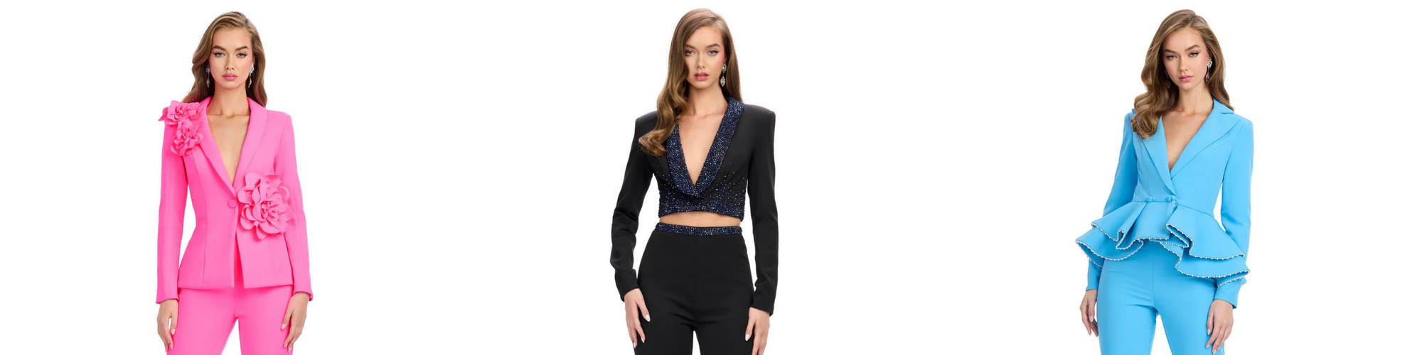 Jumpsuits and Playsuits | Structured formal one-pieces with wide-leg trousers, tailored bodices, and dramatic necklines