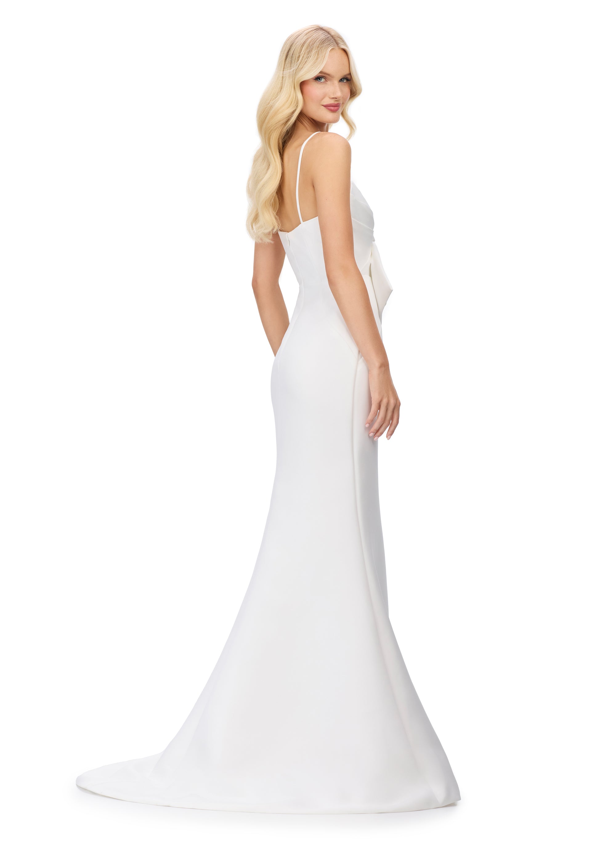 Jinnie Gown | Ivory Elegant gown showcasing an oversized bow and classic mermaid silhouette, crafted for elevated celebrations.