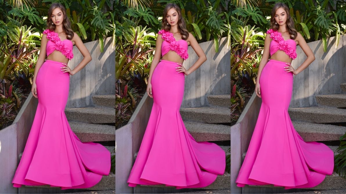 The Paloma Two Piece Gown – Modern Elegance with a Floral Twist