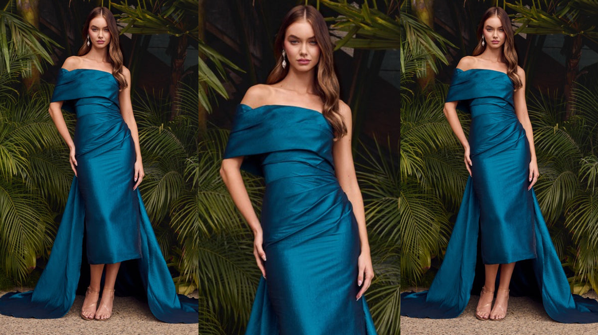 The Marnie Midi Dress – Teal Sophistication with Drama