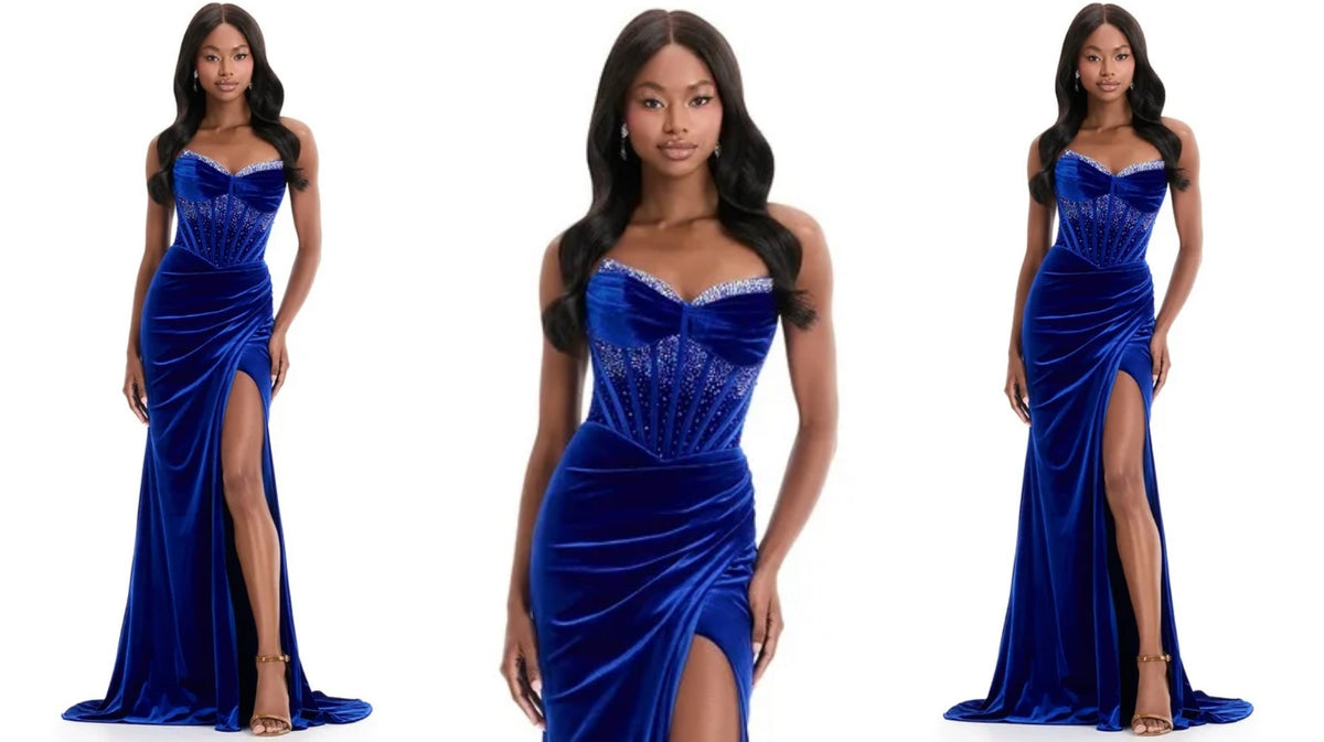 The Jianna Gown – Blue Velvet Elegance