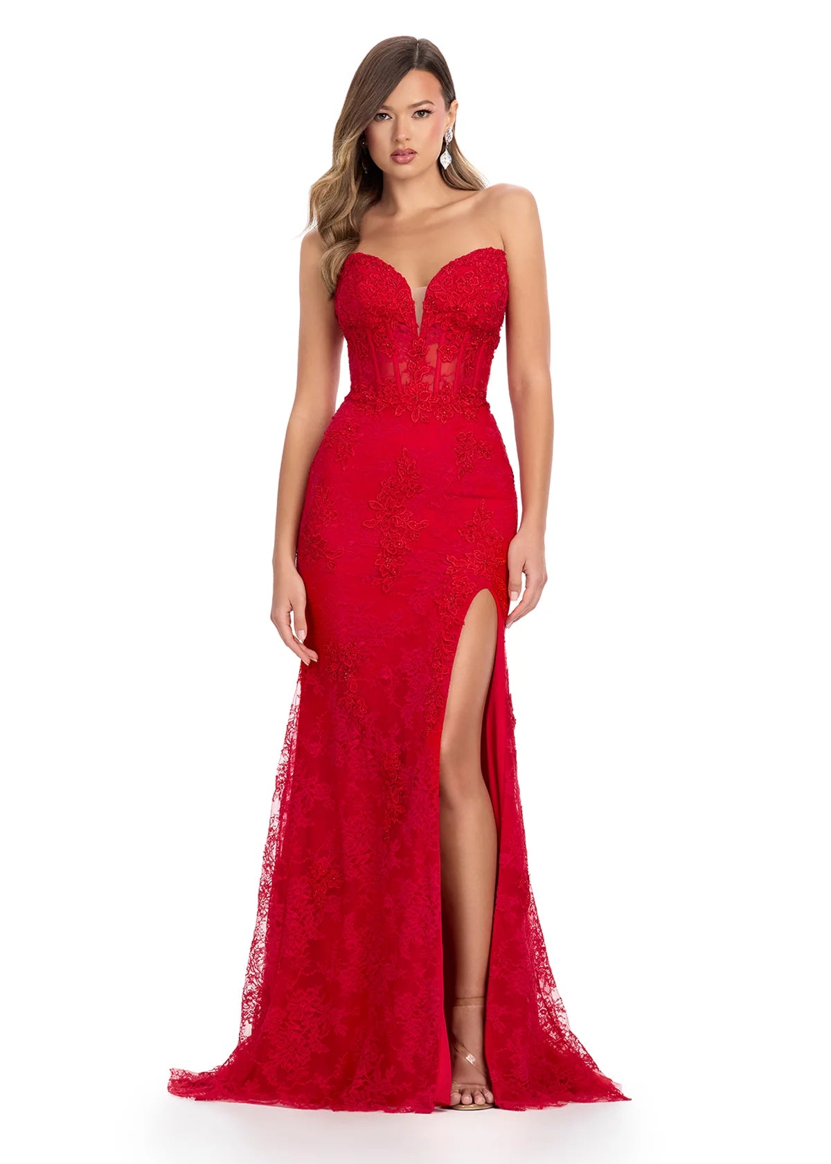 Lacey in Red - Lace Evening Gown - Luxury Dress - Premium Ball Gowns
