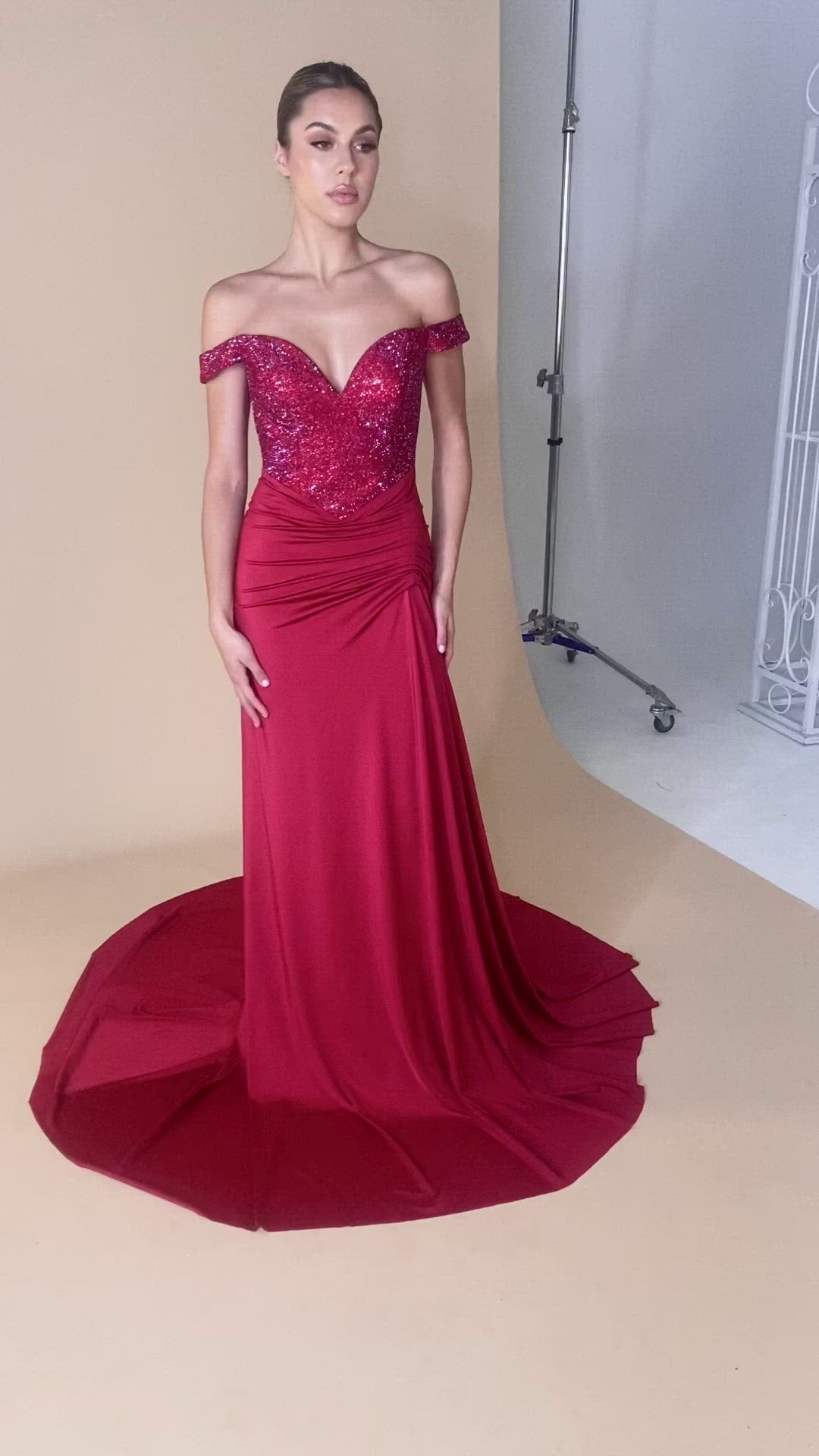 Portia & Scarlett Finola Gown PS21232 | Red Prom | Evening Gown Model Video MP4