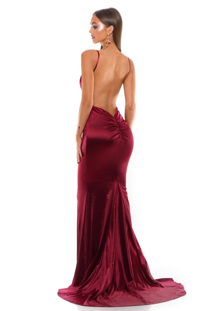 Portia & Scarlett Mya Gown PS1934 | Maroon Backless Mermaid Prom Dress