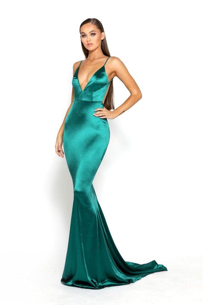 Portia & Scarlett Mya Gown PS1934 | Emerald Green Backless Mermaid Prom Dress