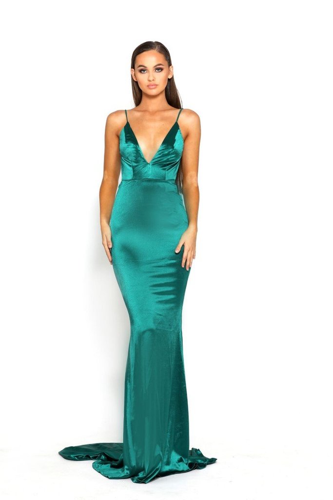 Portia & Scarlett Mya Gown PS1934 | Emerald Green Backless Mermaid Bridesmaid Dress