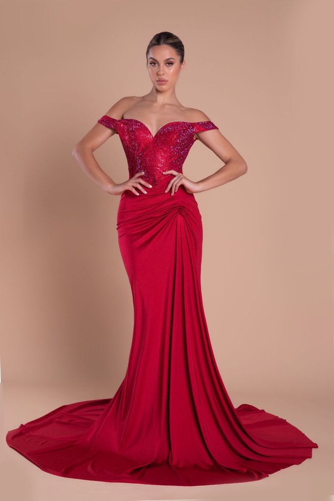 Portia & Scarlett Finola Gown PS21232 | Red Bridesmaid Dress